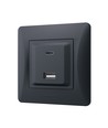USB-A + Type-C Steckdose 20W Schnellladegerät - Schwarz Graphit, 2.4A, IP20 Innenbereich