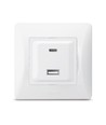 Binera Steckdose mit USB-A + USB-C PD20W - Weiß, Unterputz, 16A, IP20