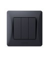 3-Kanal-Schalter - 86x86mm, IP20, schwarz