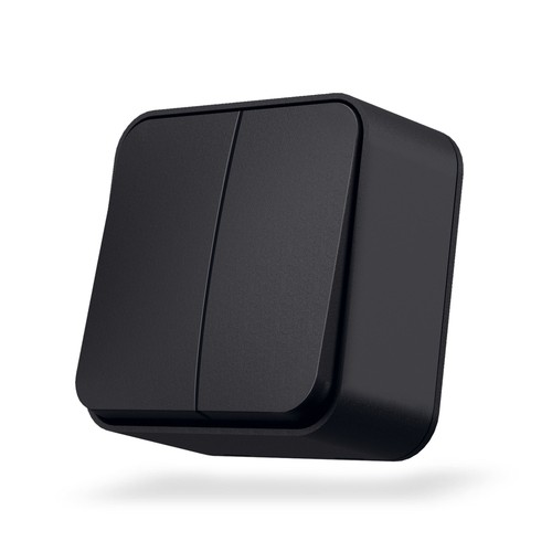 2-Kanal Aufputzschalter - 68x68mm, IP20, schwarz