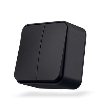 2-Kanal Aufputzschalter - 68x68mm, IP20, schwarz