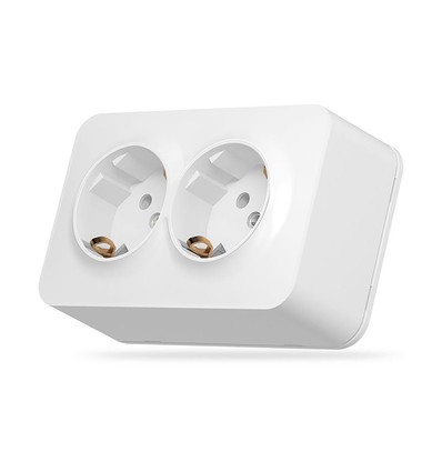 Schuko-Steckdose - Aufputz, doppelt, IP20, weiß