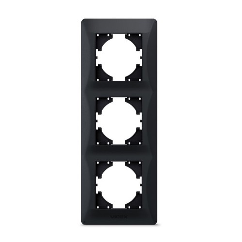 Binera 3-fach Rahmen senkrecht, Schwarz Graphit - Kunststoff, 228x86 mm, Unterputz