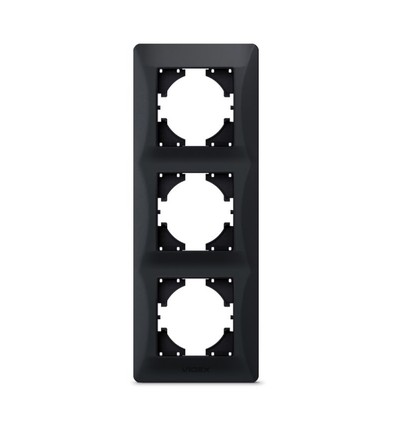 Binera 3-fach Rahmen senkrecht, Schwarz Graphit - Kunststoff, 228x86 mm, Unterputz