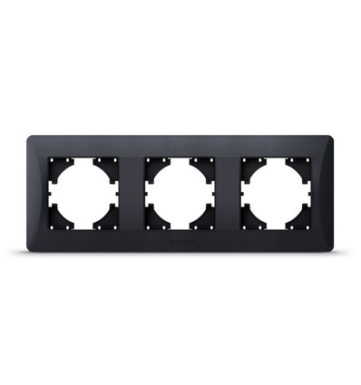 Binera 3-fach Rahmen waagerecht - Schwarz Graphit, 228x86mm, IP20, rechteckiges Design