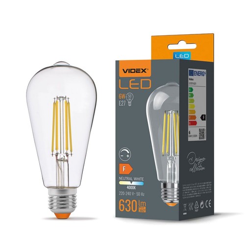 E27 6W dimmbare LED Filament Lampe - ST64, 630lm, 4000K neutralweiß, 360 Grad