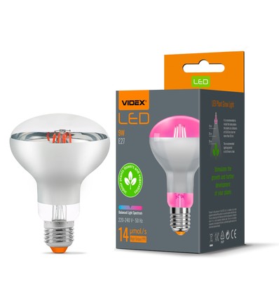 E27 9W LED Pflanzenlampe - R80, 120°, 14 µmol/s, stimuliert das Wachstum