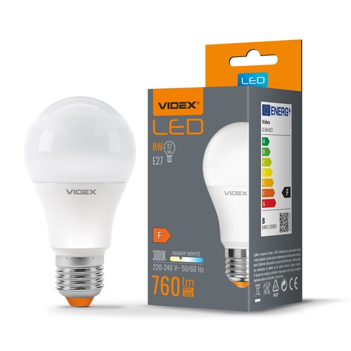 E27 8W LED Leuchtmittel - A60, 800lm, 3000K, flicker free