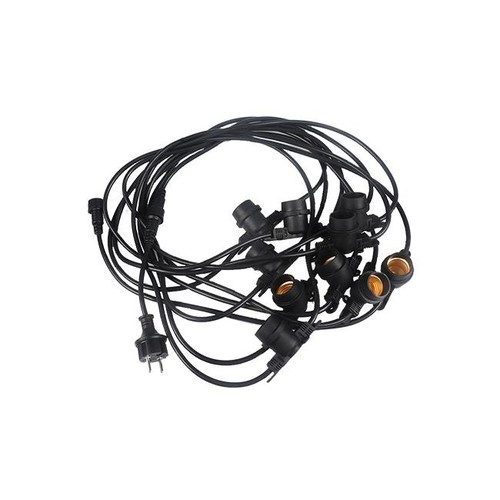 Lichterkette für 10 Stück E27 Lampen - 10 Meter, IP44, 230V, ohne Leuchtmittel