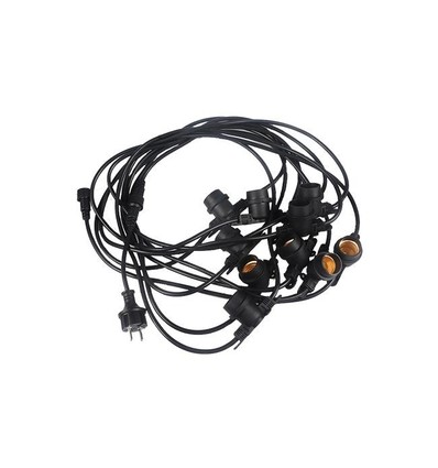Lichterkette für 10 Stück E27 Lampen - 10 Meter, IP44, 230V, ohne Leuchtmittel