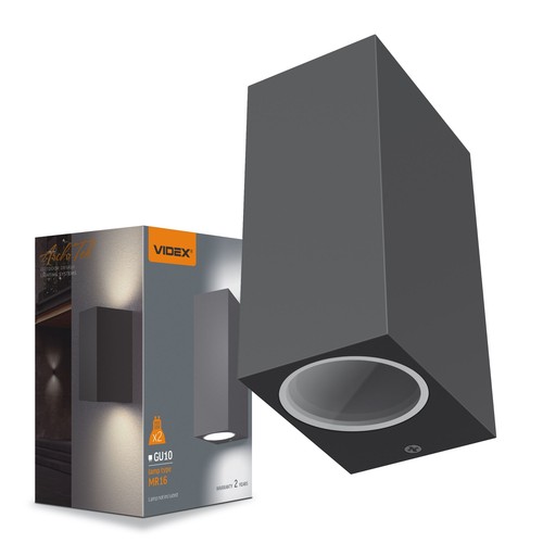 GU10 Doppel-Fassadenwandleuchte - IP54 Außen, Grau, Up/Down Light, Aluminium, ohne Leuchtmittel
