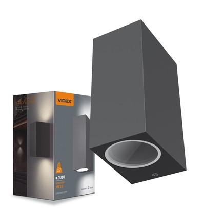 GU10 Doppel-Fassadenwandleuchte - IP54 Außen, Grau, Up/Down Light, Aluminium, ohne Leuchtmittel