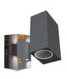 GU10 Doppel-Fassadenwandleuchte - IP54 Außen, Grau, Up/Down Light, Aluminium, ohne Leuchtmittel