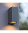 GU10 Doppel-Fassadenwandleuchte - IP54 Außen, Grau, Up/Down Light, Aluminium, ohne Leuchtmittel