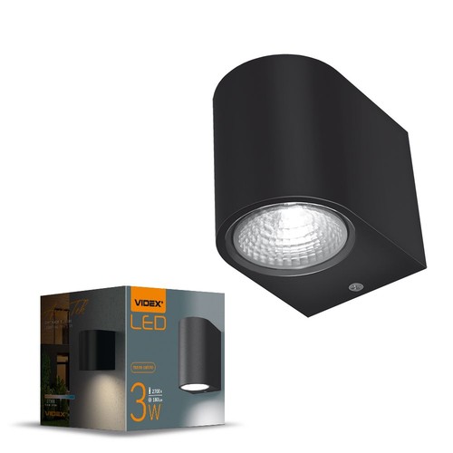 3W Fassadenwandleuchte - Schwarz, 180lm, 2700K, IP54 Außen, Aluminium