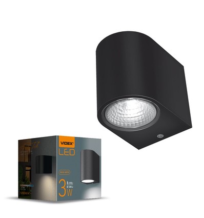3W Fassadenwandleuchte - Schwarz, 180lm, 2700K, IP54 Außen, Aluminium