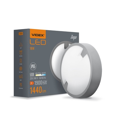 18W Inga LED Bulkhead Decken/Wandleuchte - IP65, 1440lm, 5000K, Ø22cm, weißer Rand, Außenbereich/Feuchtraum