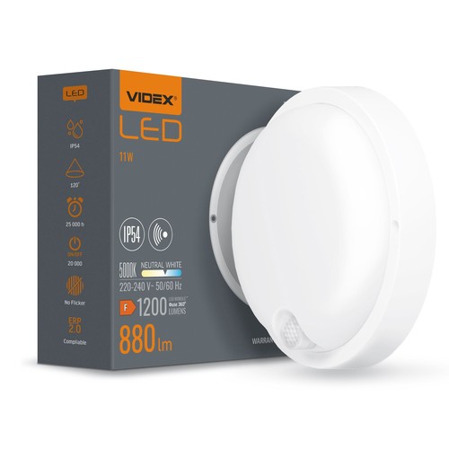 11W LED Deckenleuchte mit Sensor - IP54, IK07, 120°, 5000K, Bulkhead