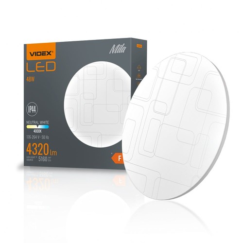 48W Mila LED Deckenleuchte - 4320lm, IP44, 4000K, 48x48cm, weißer Rand