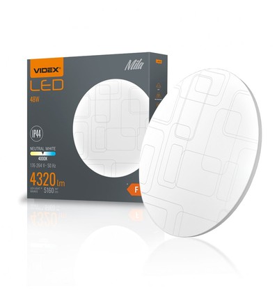 48W Mila LED Deckenleuchte - 4320lm, IP44, 4000K, 48x48cm, weißer Rand