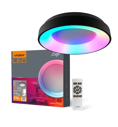 72W LED Deckenleuchte, dimmbar - RGB+CCT, schwarz, 450x450mm, inkl. Fernbedienung und Speicherfunktion