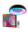 72W LED Deckenleuchte, dimmbar - RGB+CCT, schwarz, 450x450mm, inkl. Fernbedienung und Speicherfunktion