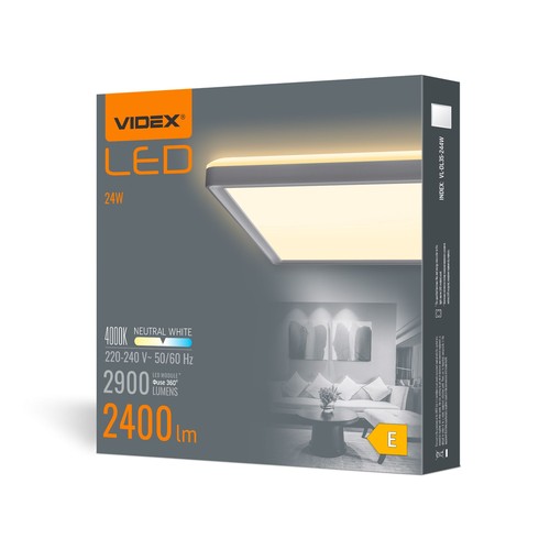24W LED Deckenleuchte, quadratisch - 2900lm, 4000K, 29x29cm, weißer Rand, IP20 Innen