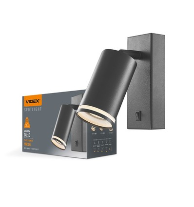 GU10 Wandspot mit Schalter - Schwarz, Aluminium, IP20 Innenbereich, ohne Leuchtmittel