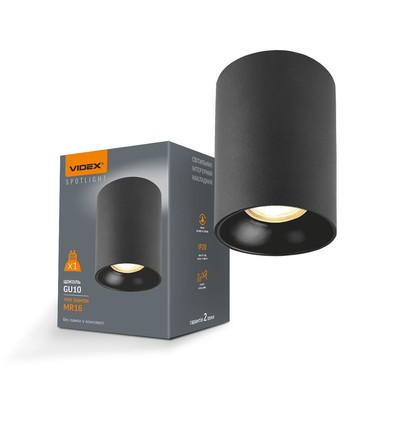 GU10 Deckenaufbaustrahler - Schwarz, Ø9cm, Höhe 14cm, Aluminium, IP20 Innenbereich, ohne Leuchtmittel