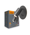 GU10 Wandstrahler mit 5W LED Backlight - Schwarz, 2700K, 2x Schalter, drehbar, ohne GU10 Leuchtmittel