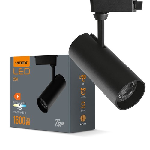Tor Schienenspot RA90 - 20W, schwarz, 1-phasig, 1F2W