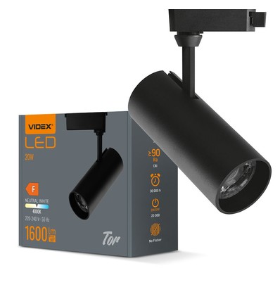 Tor Schienenspot RA90 - 20W, schwarz, 1-phasig, 1F2W
