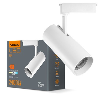 30W 1-Phasen RA90 Tor Schienenstrahler - Weiß, 1F2W