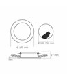 12W schwarzes LED Einbaupanel - 1350lm, 4000K, Ausschnitt: Ø2,7 cm, 120 Grad beam angle