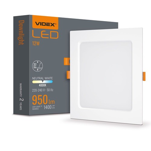 12W Quadratisches LED Einbaupanel - 4000K, Loch: 14,5 x 14,5 cm, Maße: 17,5 x 17,5 cm, weißer Rand