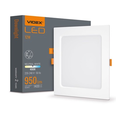 12W Quadratisches LED Einbaupanel - 4000K, Loch: 14,5 x 14,5 cm, Maße: 17,5 x 17,5 cm, weißer Rand