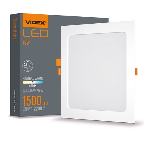 18W Quadratisches rahmenloses LED Panel - 122lm/W, 4000K, 224x224mm, weißer Rand, flicker free