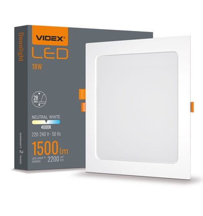 18W Quadratisches rahmenloses LED Panel - 122lm/W, 4000K, 224x224mm, weißer Rand, flicker free