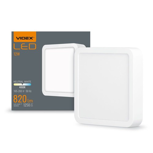 12W quadratisches LED Aufbaupanel - 820lm, 4000K, weißer Rand, 14,2 x 14,2 cm