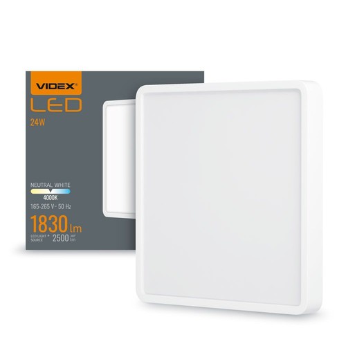 24W LED Aufbaupanel, 4000K - 2500lm, 19,2 x 19,2 cm, schwarzer Rand, IP20 Innenbereich