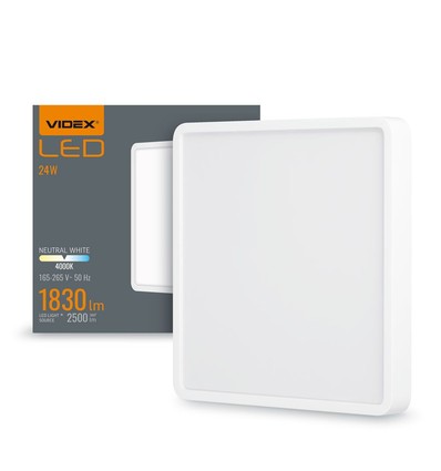 24W LED Aufbaupanel, 4000K - 2500lm, 19,2 x 19,2 cm, schwarzer Rand, IP20 Innenbereich