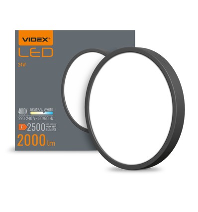 24W LED Deckenleuchte, schwarz - 2000lm, 4000K, IP20, 26,4 x 26,4 cm, inkl. Leuchtmittel