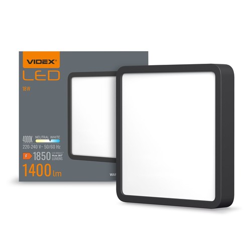 15W LED Aufbaupanel, 19,2x19,2cm - 1400lm, 4000K, schwarzer Rand, IP20 Innenbereich