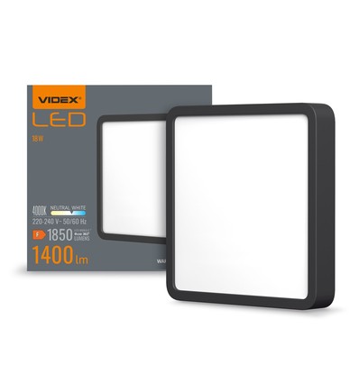 15W LED Aufbaupanel, 19,2x19,2cm - 1400lm, 4000K, schwarzer Rand, IP20 Innenbereich