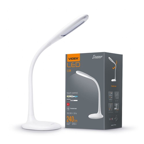 5,5W LED Schreibtischlampe dimmbar - Touch-Steuerung, 4000K, flickerfrei, weiß