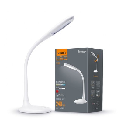 5,5W LED Schreibtischlampe dimmbar - Touch-Steuerung, 4000K, flickerfrei, weiß