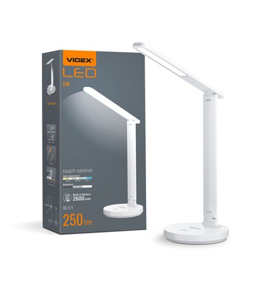 5W wiederaufladbare LED Schreibtischlampe - Touch dimmbar, CCT, 2600mAh Akku, weiß, inkl. USB-Kabel