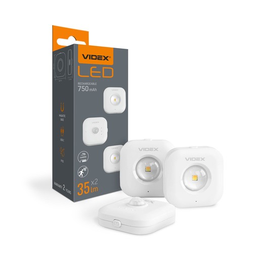 2 Stk. 0,5W wiederaufladbare LED Nachtlichter mit Sensor - 3-Stufen CCT, USB-C, Magnetbefestigung, Bewegungsmelder