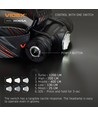 10W LED Wiederaufladbare Stirnlampe - 5000K, USB-C, 1200lm