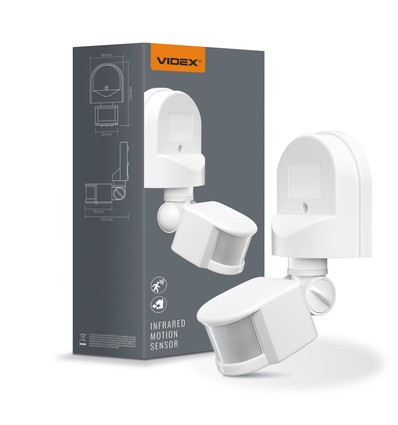Infrarot PIR Bewegungsmelder, weiß - 180° Winkel, 1200W, IP44 Außenbereich, Zeit und Helligkeit einstellbar